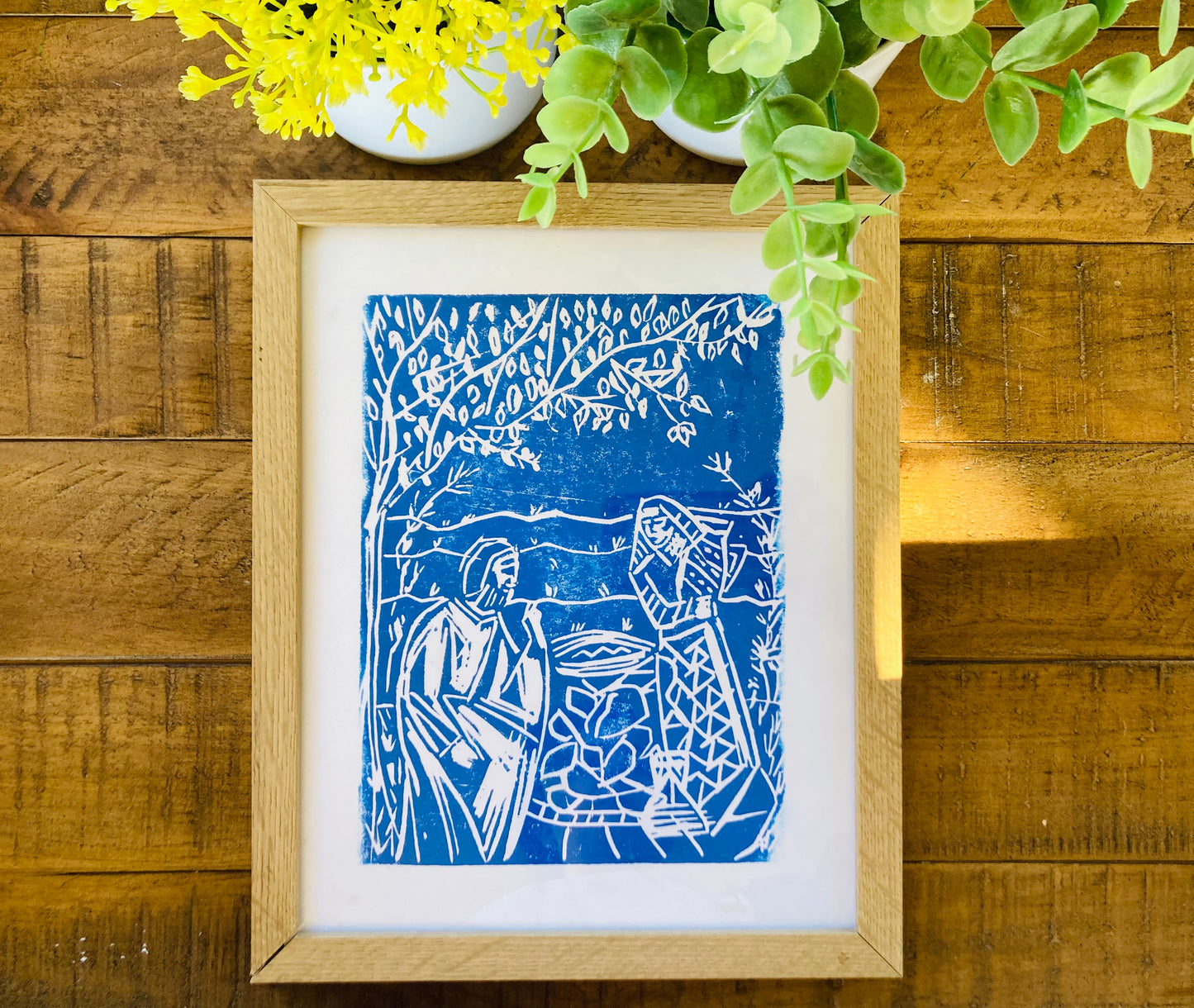 3. Woman at the Well block print
